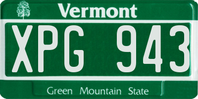 VT license plate XPG943