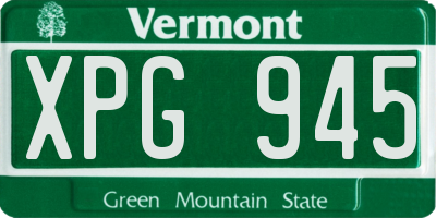 VT license plate XPG945