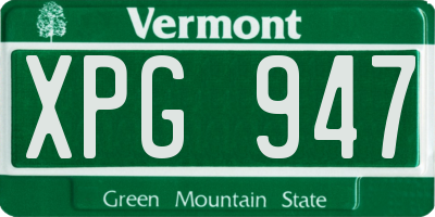 VT license plate XPG947