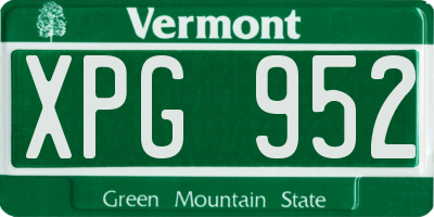 VT license plate XPG952