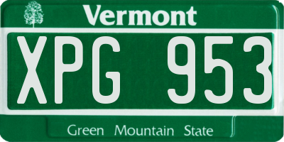 VT license plate XPG953