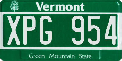 VT license plate XPG954