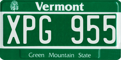 VT license plate XPG955