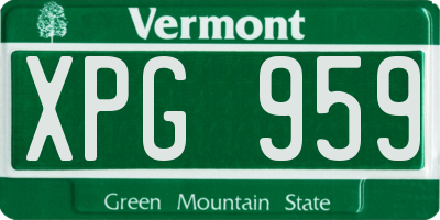 VT license plate XPG959