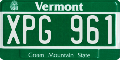 VT license plate XPG961