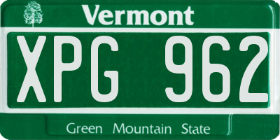 VT license plate XPG962