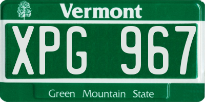VT license plate XPG967
