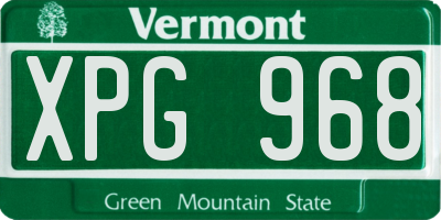 VT license plate XPG968