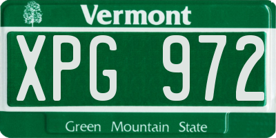 VT license plate XPG972