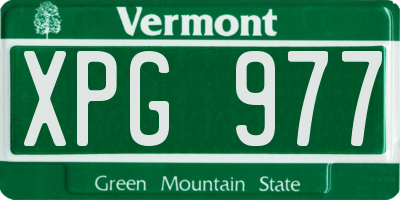 VT license plate XPG977