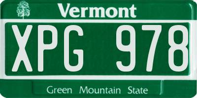 VT license plate XPG978