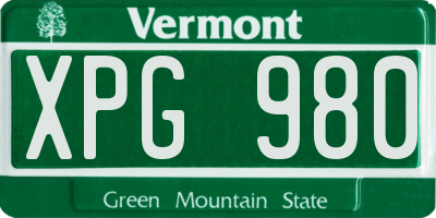 VT license plate XPG980
