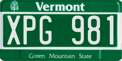 VT license plate XPG981