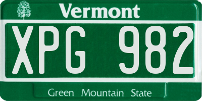 VT license plate XPG982