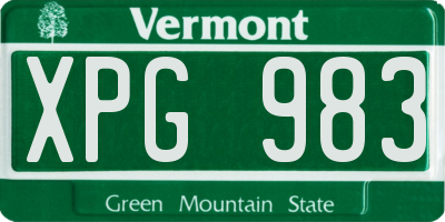 VT license plate XPG983