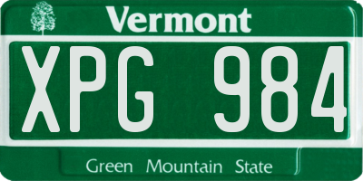 VT license plate XPG984