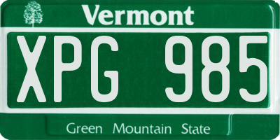 VT license plate XPG985