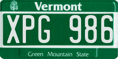 VT license plate XPG986