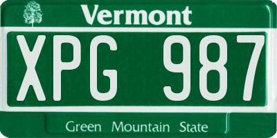 VT license plate XPG987