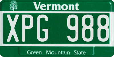 VT license plate XPG988