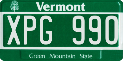 VT license plate XPG990