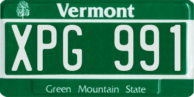 VT license plate XPG991