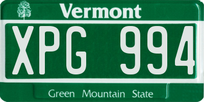 VT license plate XPG994