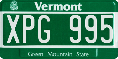 VT license plate XPG995