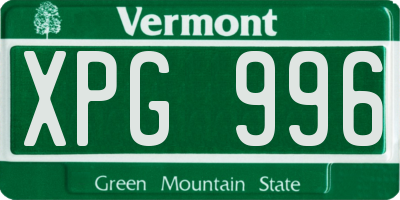 VT license plate XPG996
