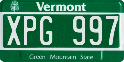 VT license plate XPG997