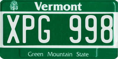 VT license plate XPG998