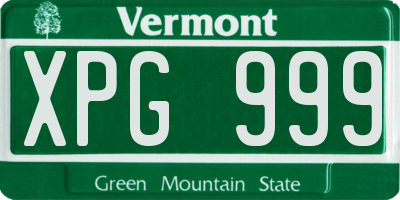 VT license plate XPG999