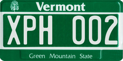 VT license plate XPH002