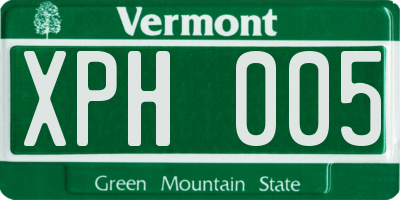 VT license plate XPH005