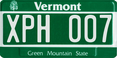 VT license plate XPH007