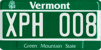 VT license plate XPH008