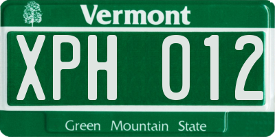 VT license plate XPH012