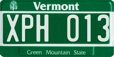 VT license plate XPH013