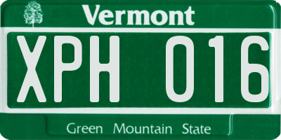 VT license plate XPH016
