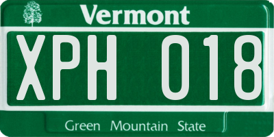 VT license plate XPH018