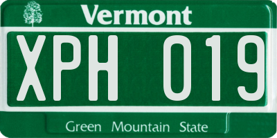 VT license plate XPH019