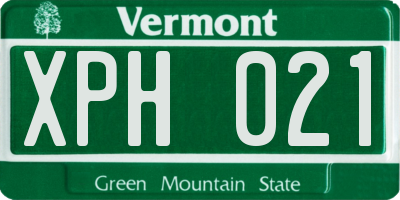 VT license plate XPH021