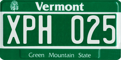 VT license plate XPH025