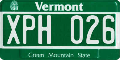 VT license plate XPH026