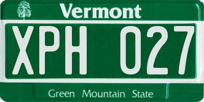 VT license plate XPH027