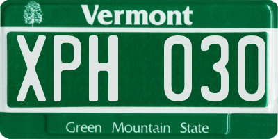 VT license plate XPH030