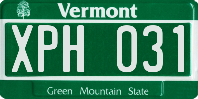 VT license plate XPH031