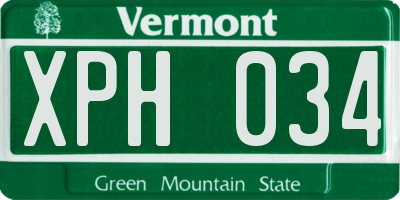 VT license plate XPH034