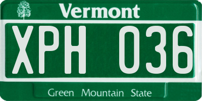 VT license plate XPH036