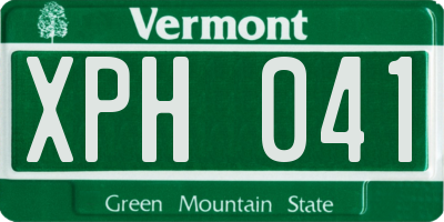 VT license plate XPH041